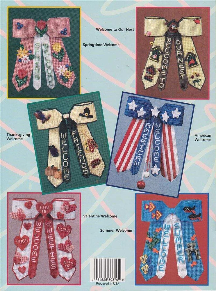 PLASTIC CANVAS WELCOME BOWS 7 CUTE DESIGNS !!