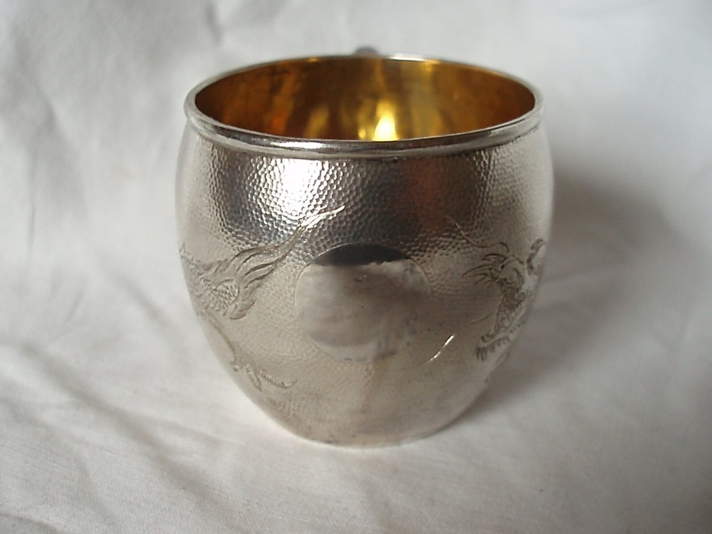 CHINESE EXPORT SILVER MUG STERLING SILVER CIRCA 1920
