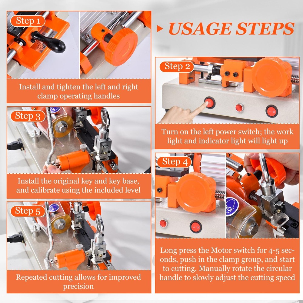 Multifunctional 2 Head Key Duplicating Machine Key Cutter Copier Locksmith Tool