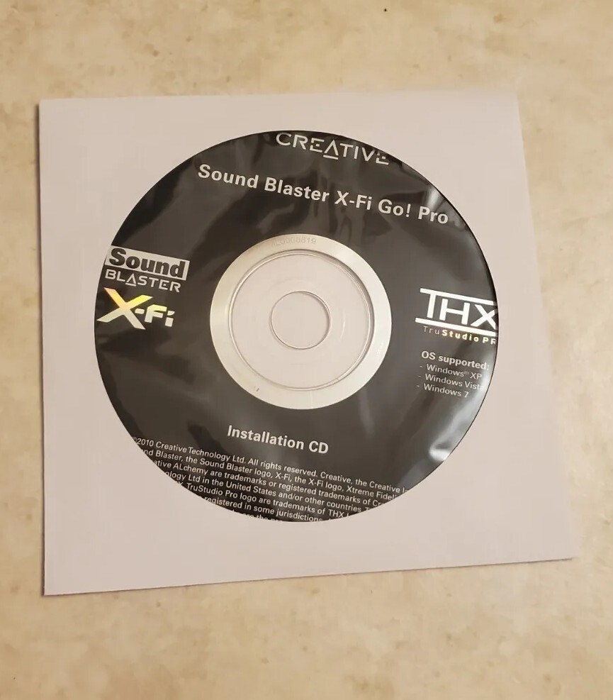 Creative SOUND BLASTER X-Fi Go Pro THX Software & Drivers Install CD Disk
