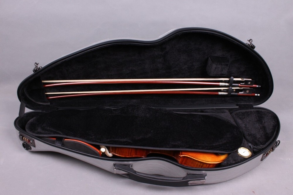 Silver Carbon Fiber Violin case 4/4 Violin Box Code Lock Strong Light Case strap