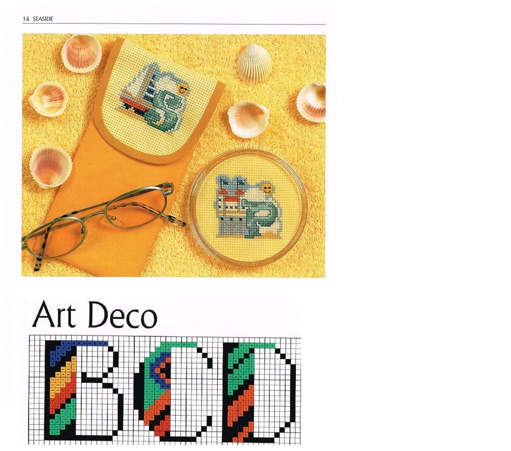 SEASIDE & ART DECO  FULL ABC   CROSS STITCH PATTERN  ONLY   -  ZTC