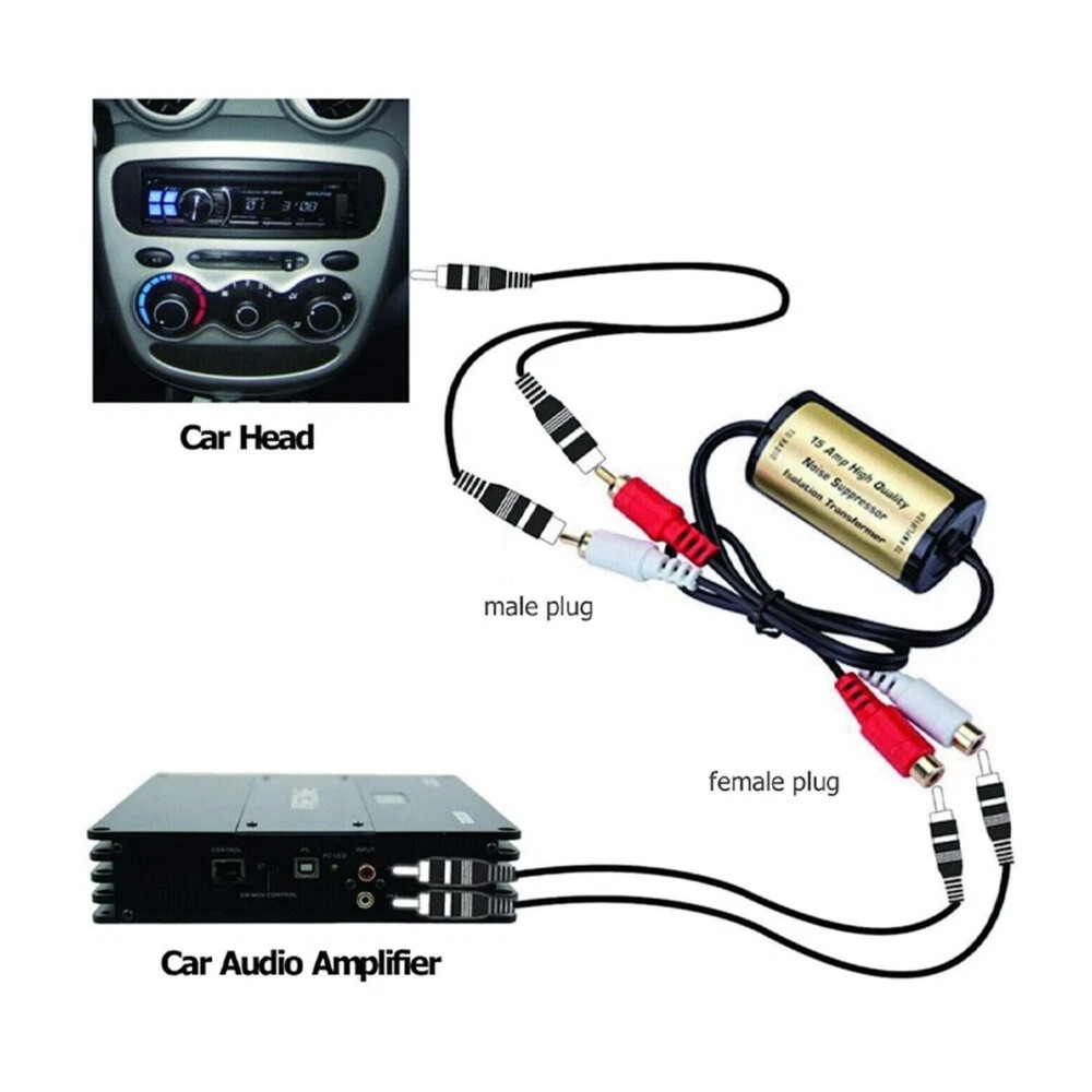 Ground Loop Isolator Noise Filter RCA Connector for Car Amplifier Stereo Setup