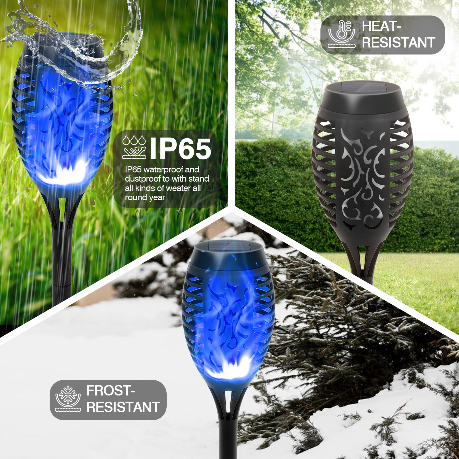 Solar Outdoor Lights Power Torch Light Flickering Flame Garden Waterproof Lamp