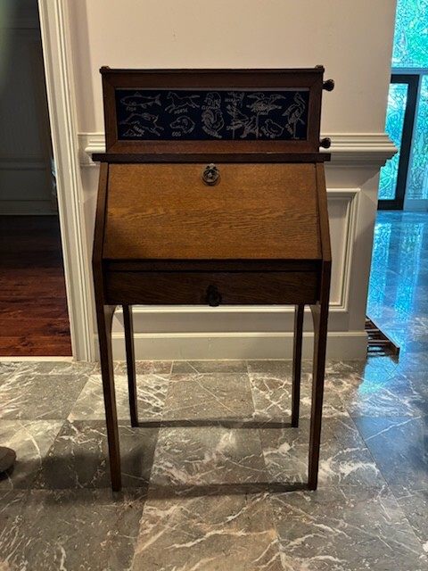 Antique Scroll Top Childs Desk