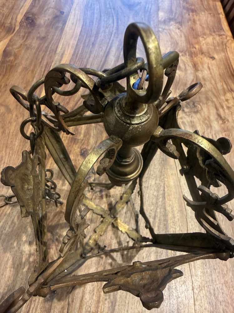 Antique Gilt Bronze Hanging Lantern Ceiling Light