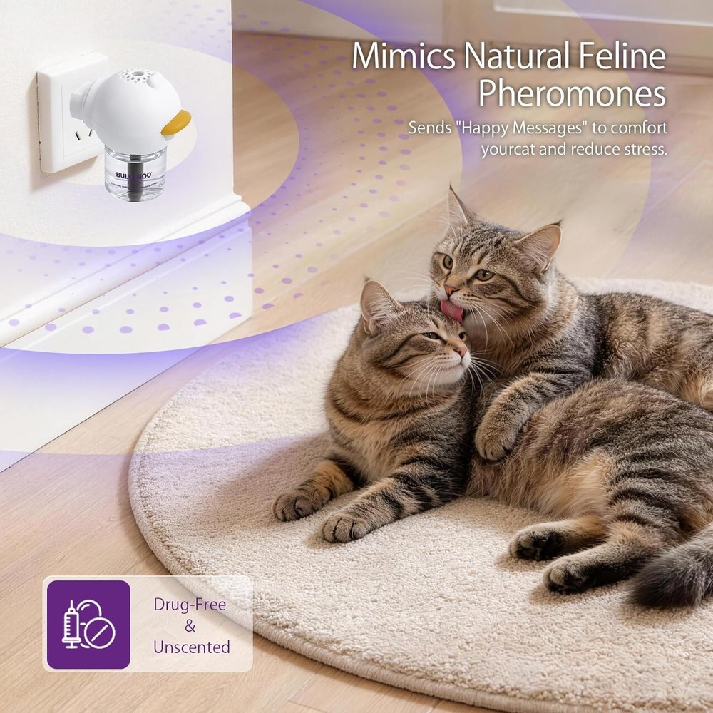 Cat Calming Pheromone Diffuser Kit 30-Day Starter – 1 Diffuser + 1 x 48ml Ref...