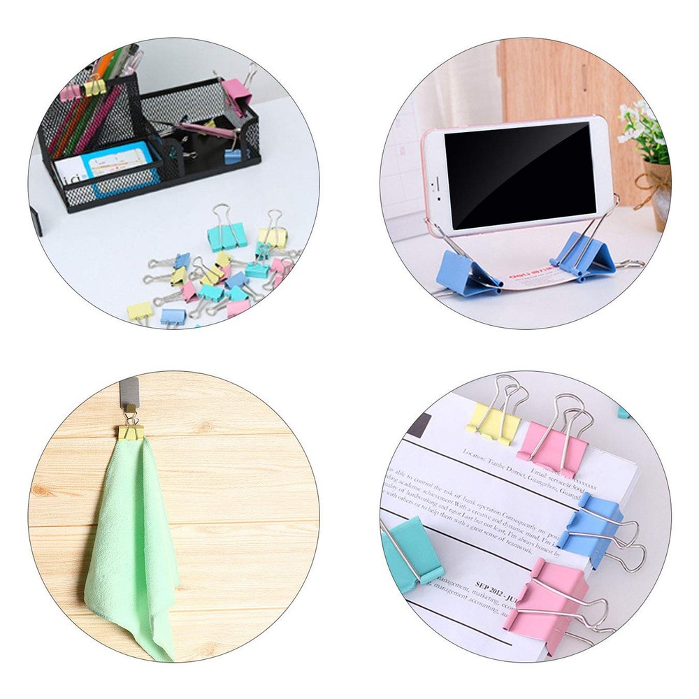 Binder Clips - Assorted Sizes 100 Count, X Large, Medium, Colorful