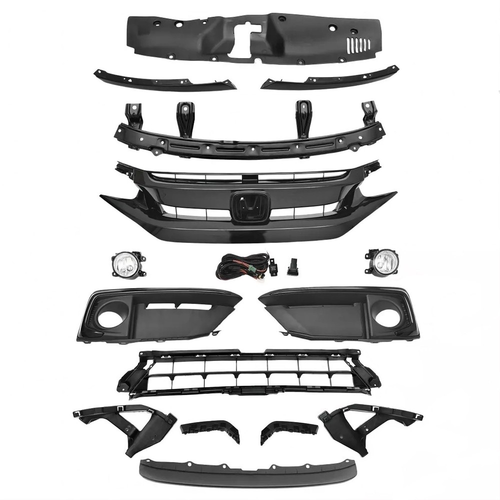 15PC For CIVIC 2019-2021 Front Upper Lower Grill Mesh Fog lamp Bumper Brackets