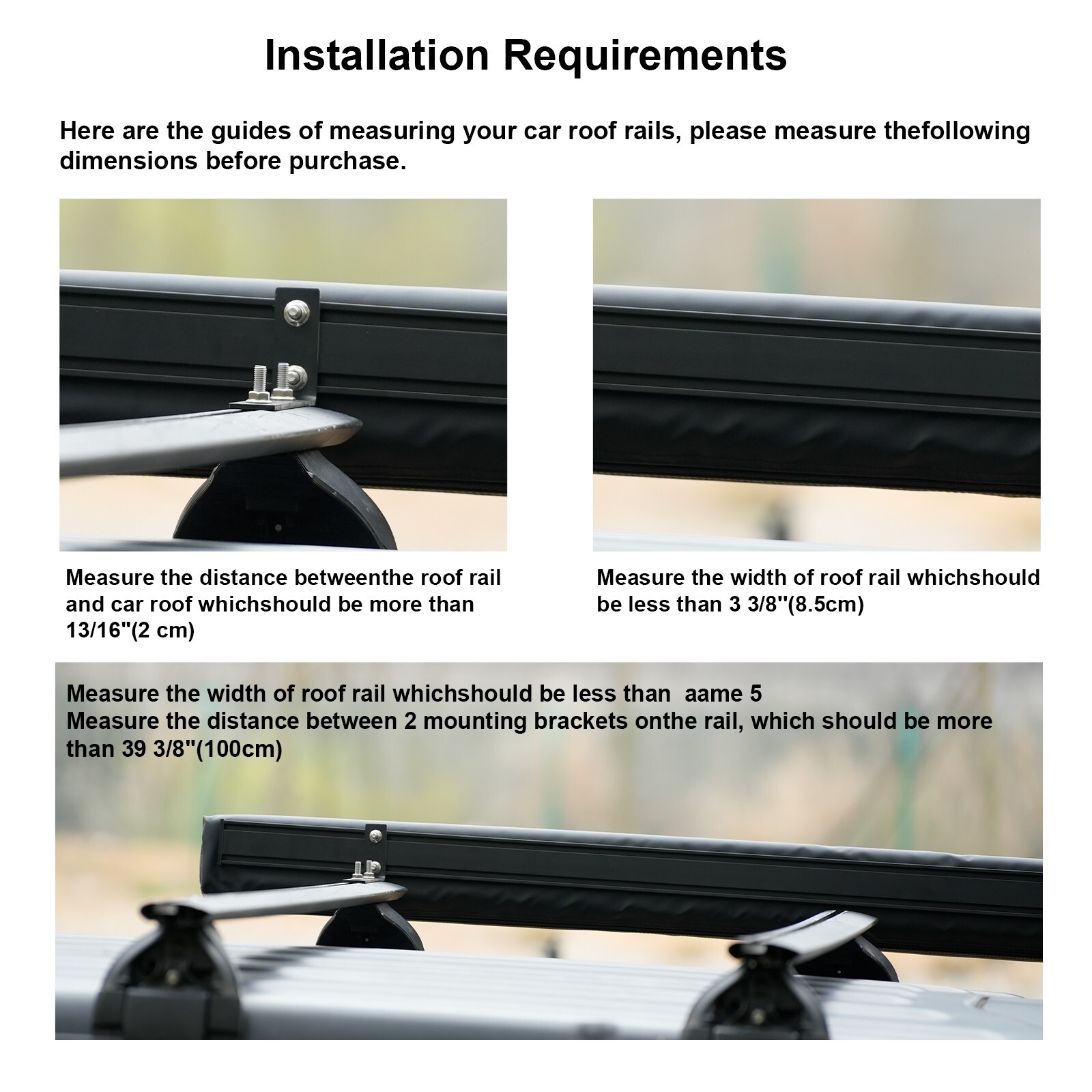 Naturnest 5.2x8.2ft Car Side Awning Waterproof Car Awning Shade Outdoor Camping