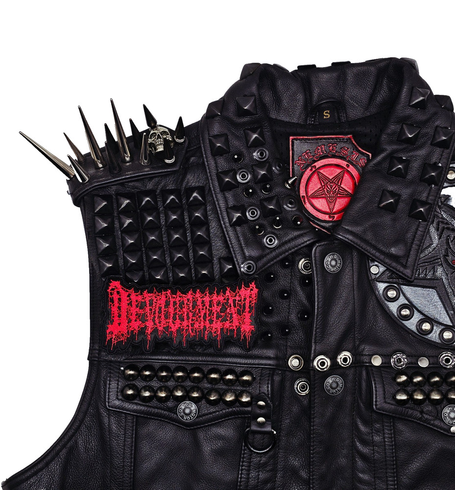 DEVOURMENT RED LOGO (shaped border) EMBROIDERED PATCH