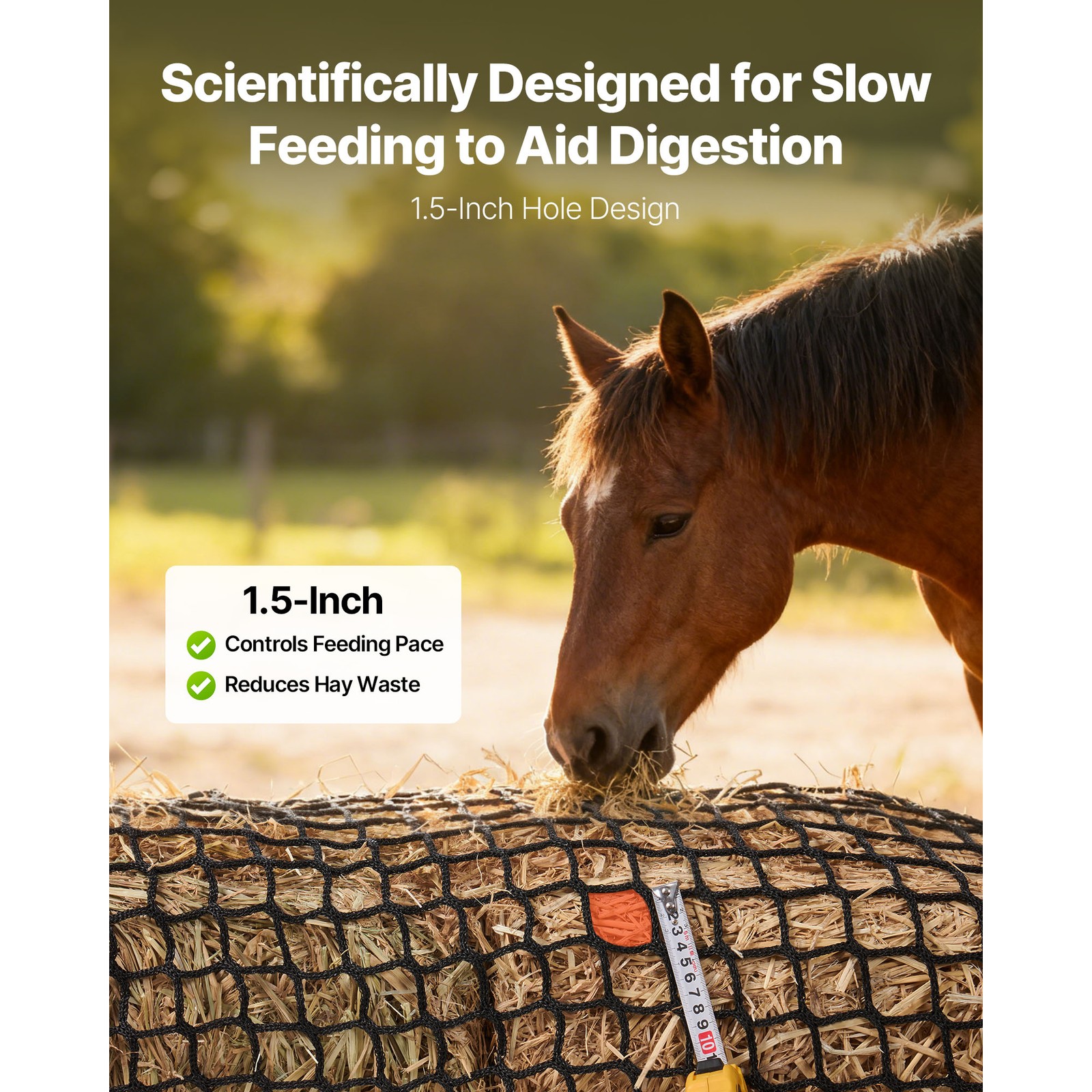 Uimoso Round Bale Hay Net Slow Feeder for Horses, 4.92 x 4.92 ft