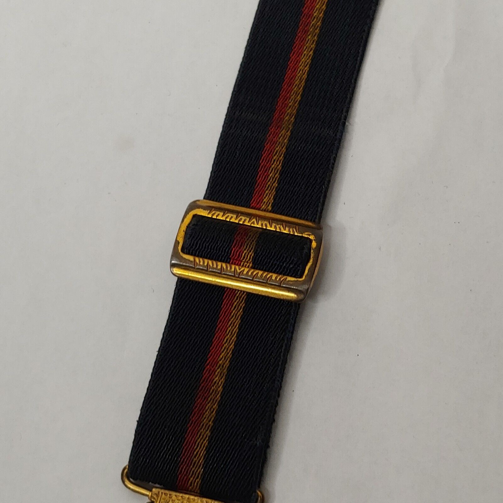 Vintage Boys Pant Suspenders Black Gold Stripe Stretch Adjustable Belt READ
