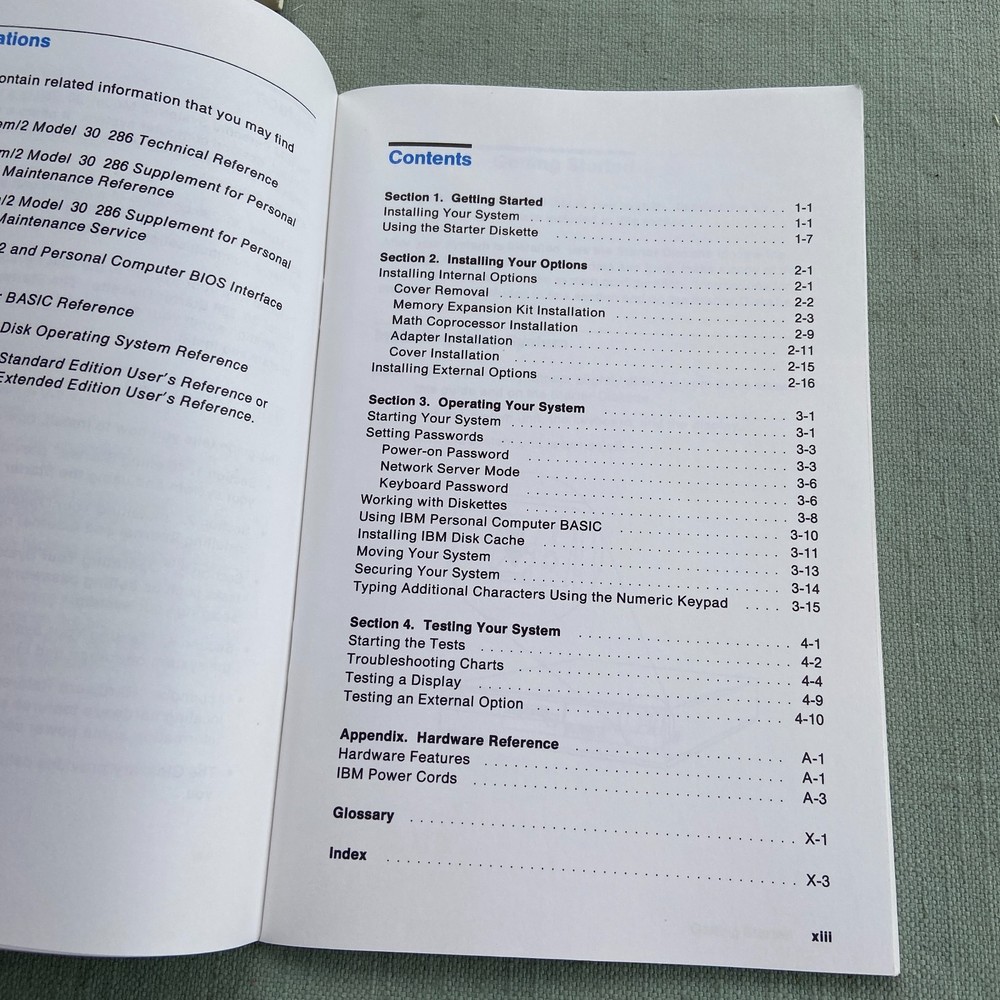 IBM Personal System PS/2 Quick Reference Guide P70 386 Model 30 286 Operations