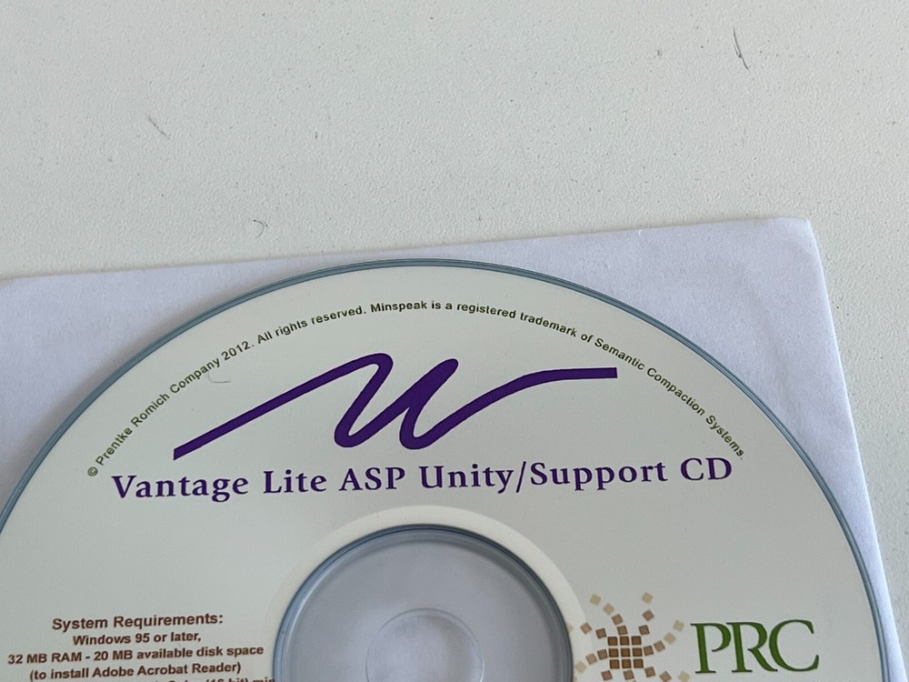 PP33: Prentke Romich Vantage Lite / Unity Support CD Software