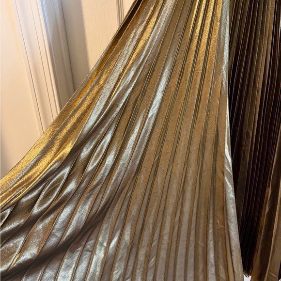 BCBGMaxAzria Metallic Gold Maxi Skirt