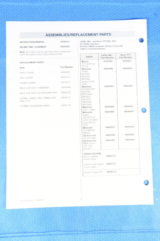 MSA Clear Command HCS Helmet Comunication System Microphone 10045662