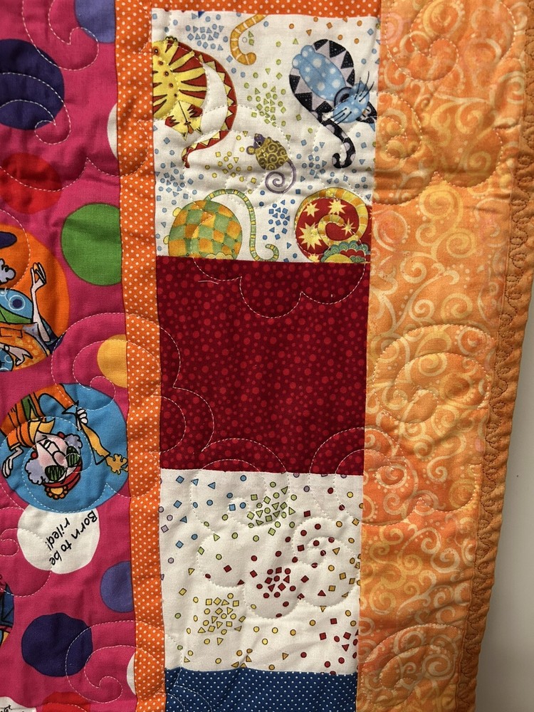 Lap Wall Quilt MAXINE Funny Old Lady Comic Patchwork Blocks 45" x 38" Cats - B18