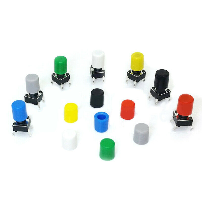 70pcs Tactile Push Button Switch Cap 6x6mm Self-locking Round Key Cap Multicolor