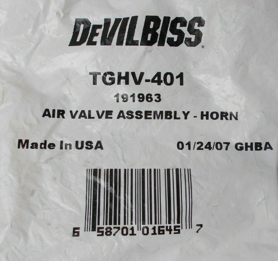 Air Valve Assembly For: TGHV Spray Gun  Devilbiss TGHV-401