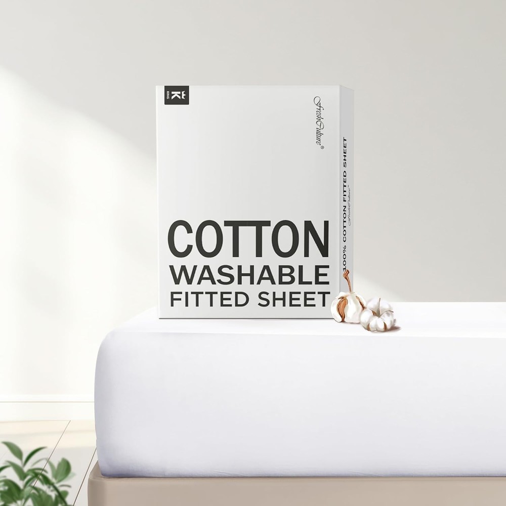 Pure Cotton Fitted Sheets King Size, 300 Thread Count Percale