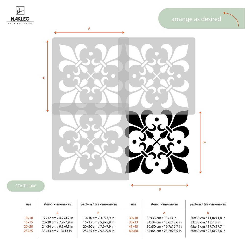 ALMADA Tile reusable PLASTIC Stencil // Moroccan Geometric // Floor Wall