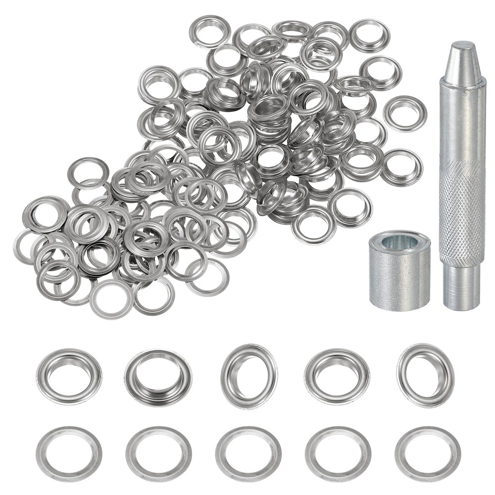 80Set Grommets Eyelets Kit 12mm Copper Eyelets with Setting Tool Silver