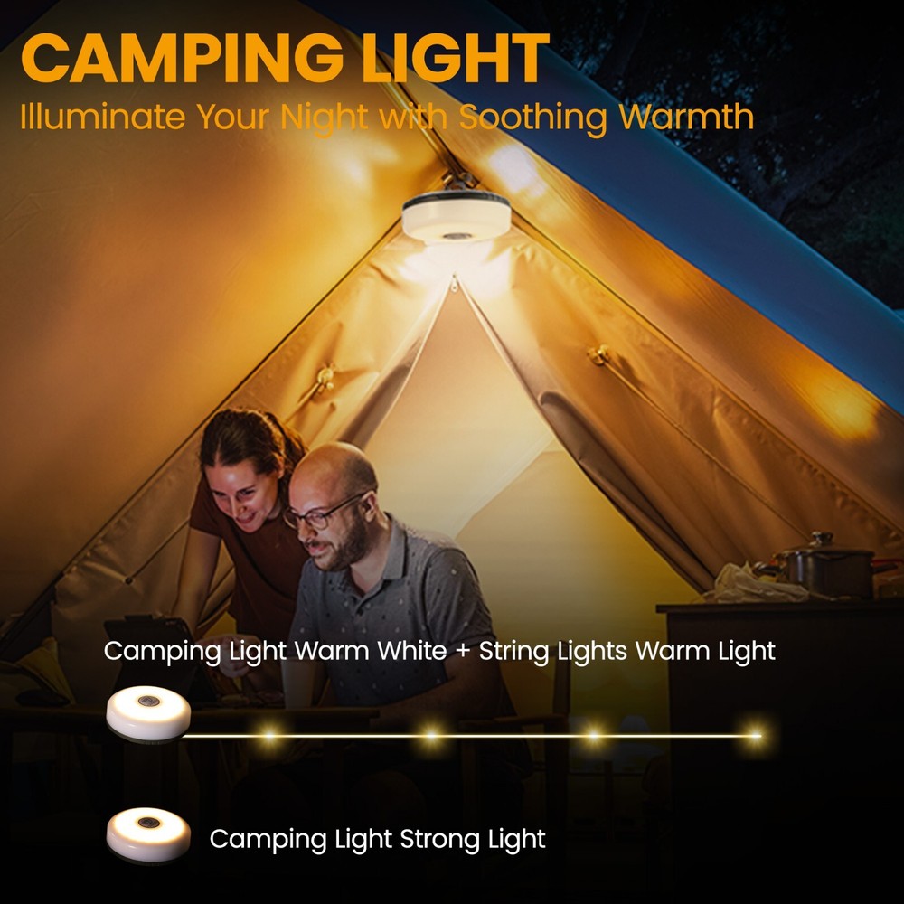 Camping String Lights Rechargeable LED Camping Lamp 29.5FT 8 Lighting Modes
