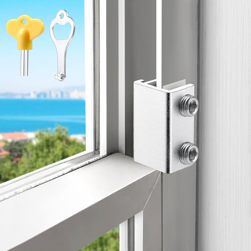 Sliding Window Locks (2 Sets), Secure Window Lock with Key, Window Locks for Up