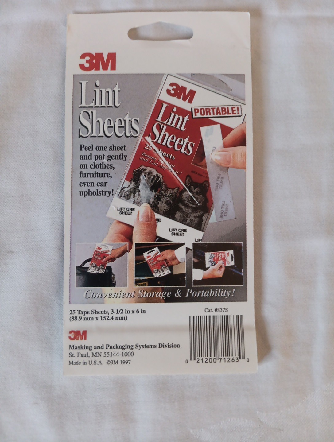 Vintage Portable Lint Sheets Remove Pet Hair & Lint Anywhere 2 Packs New