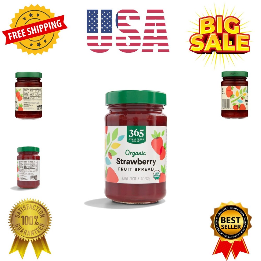 Organic Strawberry Fruit Spread, 17 Ounce, Red