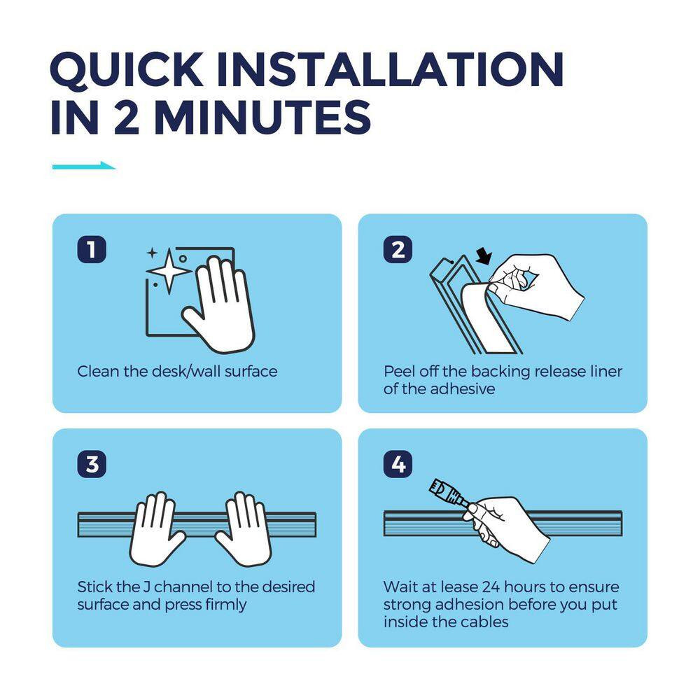 2 Pack Cable Management Solution under Desk Cable Organizer Cord Management Kit