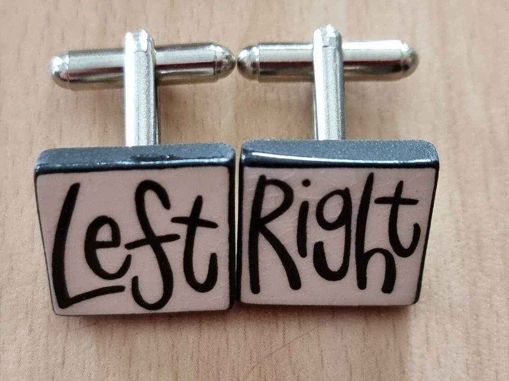 Left And Right Cufflinks Fancy Font Great Condition.
