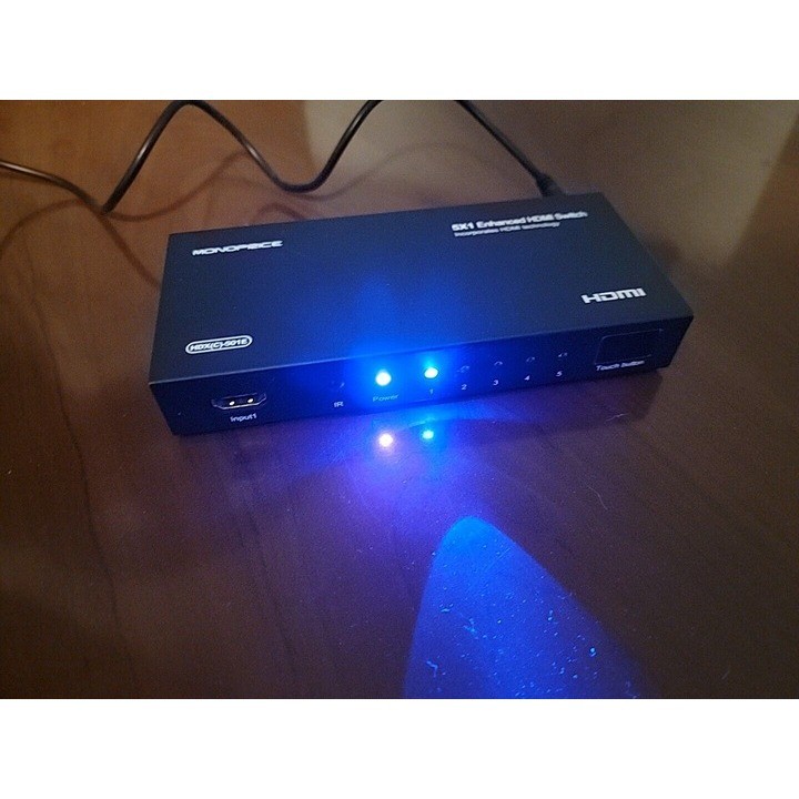 Monoprice HDMI Switch 5x1 HDX(C)-501E – Enhanced Black Touch Button