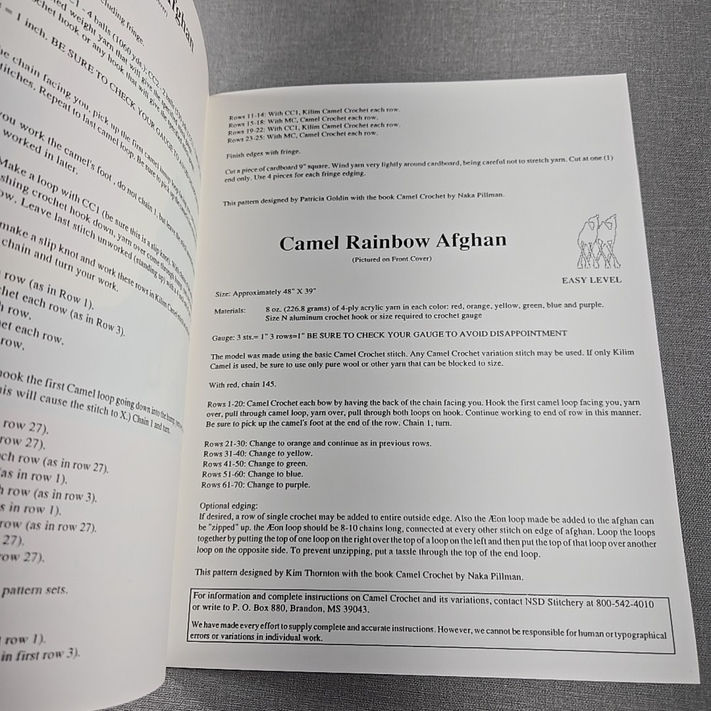 Camel Crochet Basic Instruction Book & 4 Starter Patterns Naka Pillman