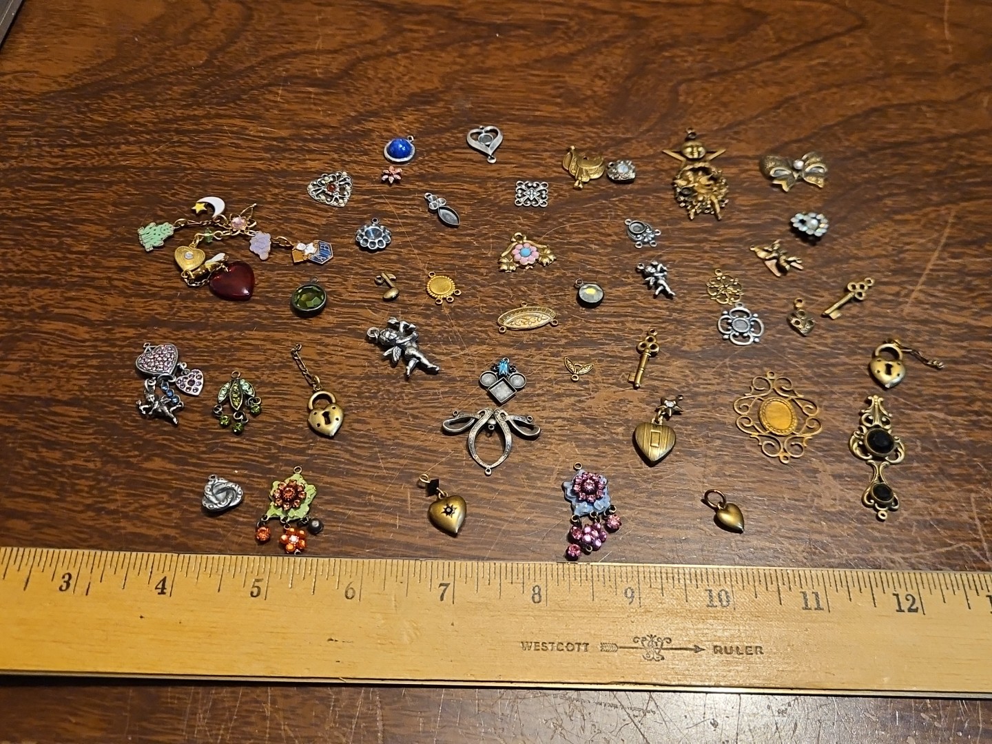 Lot Of 50 Mixed Parts Pcs France Vintage 60s Brass Stampings Findings Jewelry 26