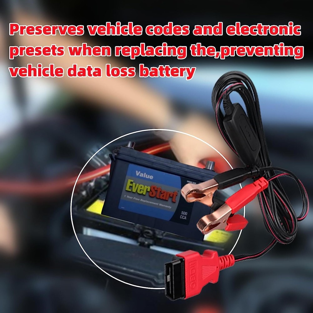 MaxiBAS BTMS Autel OBDII Memory Saver Polarity-Protected Cable Prevent Data Loss