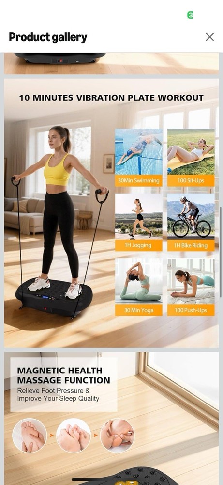 Vibration Plate Exercise Machine, 3 Workout Modes & 120-Level Vibration Platf...