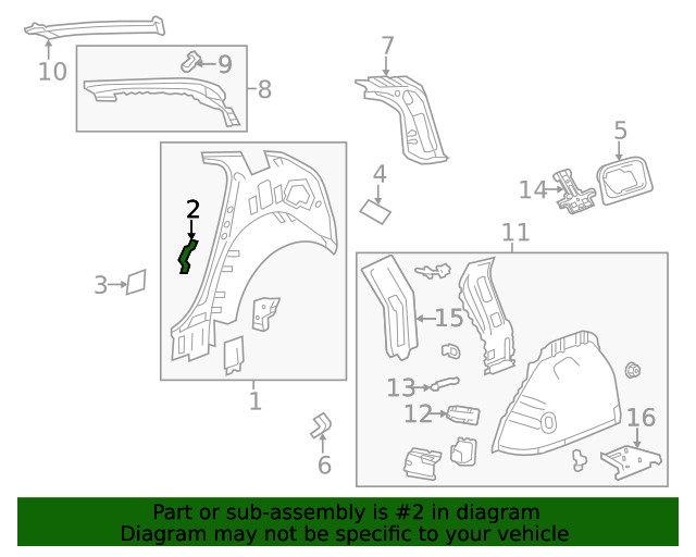 Genuine GM Driver Side Quarter Inner Panel Bracket 20941152