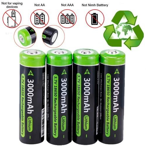 1-100x Button Top 3.7V 3000mAh Battery Rechargeable Batteries Cell f/ Flashlight