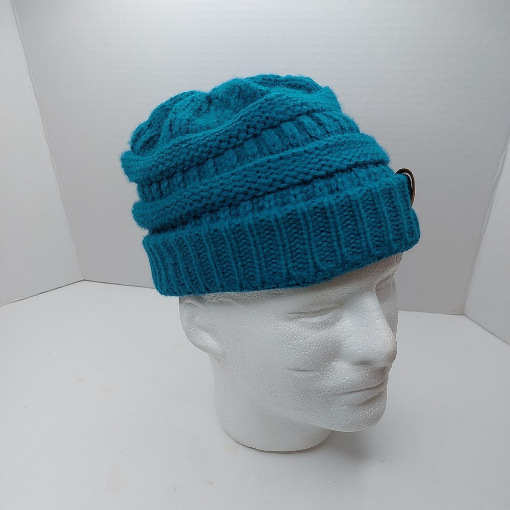 CC Teal Knit Beanie Hat Cap