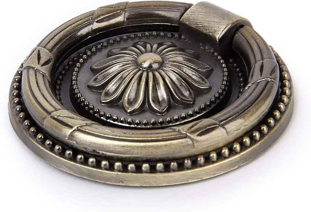 6 Pack Antique Bronze Drawer Pulls 1.77" Round Ring Handles Cabinet Knobs