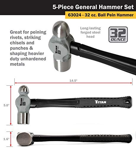 63125 5-Piece Hammer Set 5-Piece Set. Textured Handle
