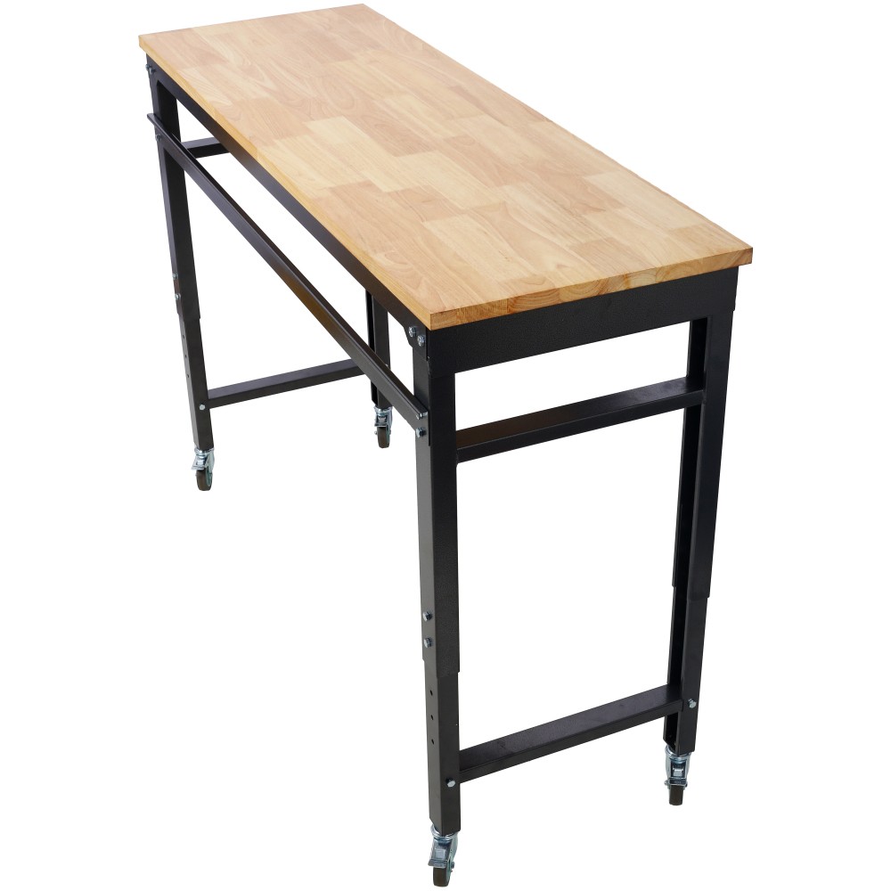 Heavy Duty Rolling Workbench, Locking Wheels Adjustable Height 60" Garage
