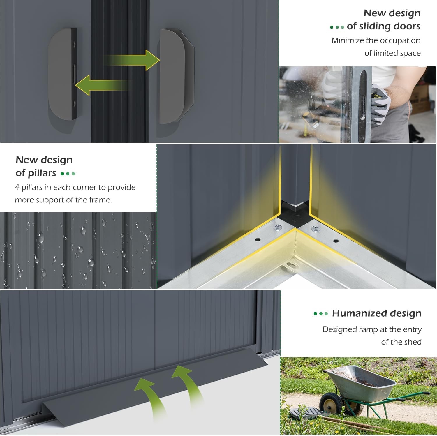 12'x14' Outdoor Shed Metal Storage with Sliding Door, New