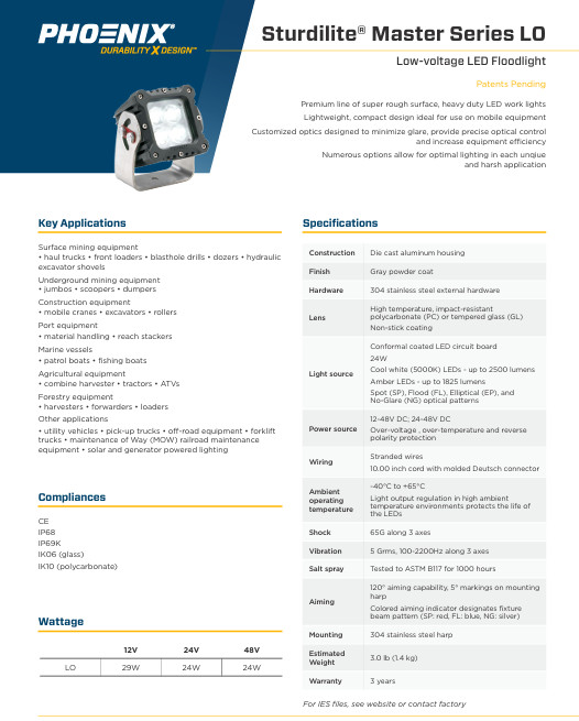 Phoenix Lighting Sturdilite Master Series Low Floodlight 12-48V 24W