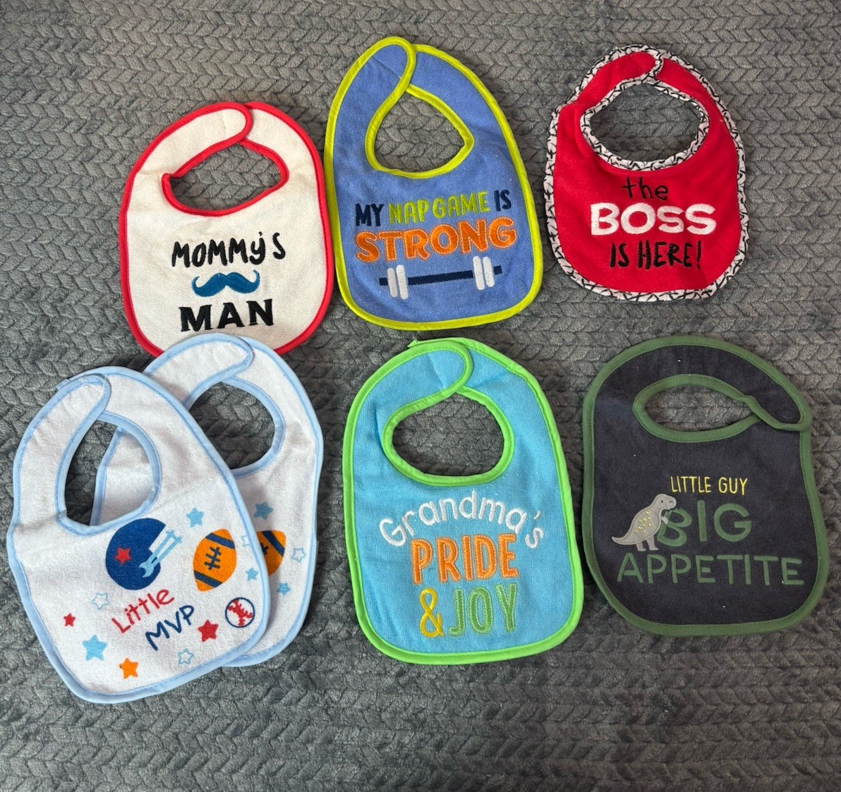 Baby Boy Newborn Gift Handmade Crochet Basket 23pc Set Bibs Socks Swaddles