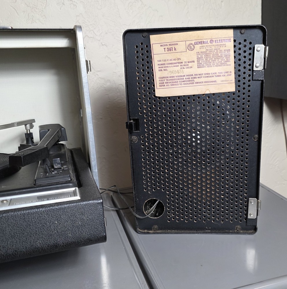G E Solid State Stereo Portable Record Player with Detachable Spea…