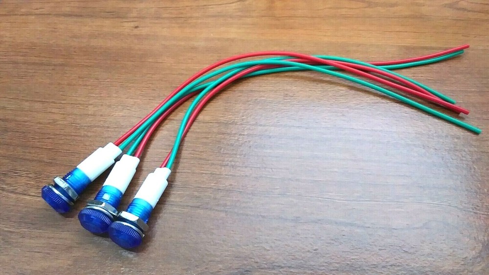 3 BBT 12 volt DC Waterproof Blue LED Low-Profile Indicator Lights