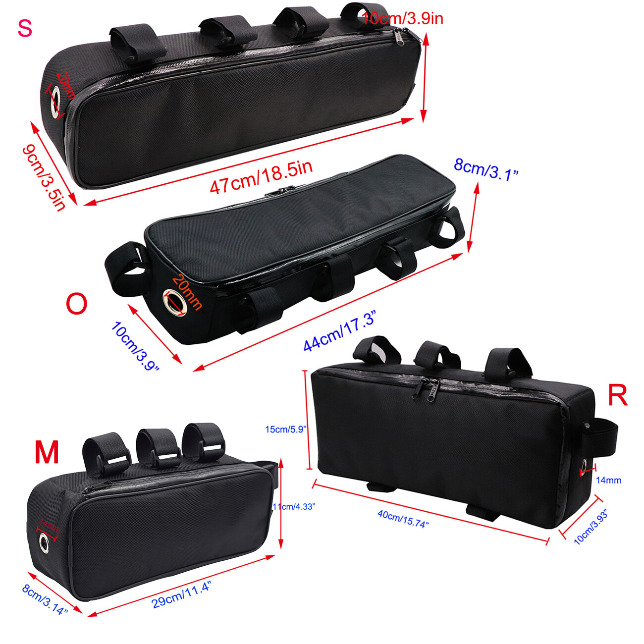 23 size Bicycle Bike Tube Frame Pack Bag Case Battery front Storage MTB Ebike